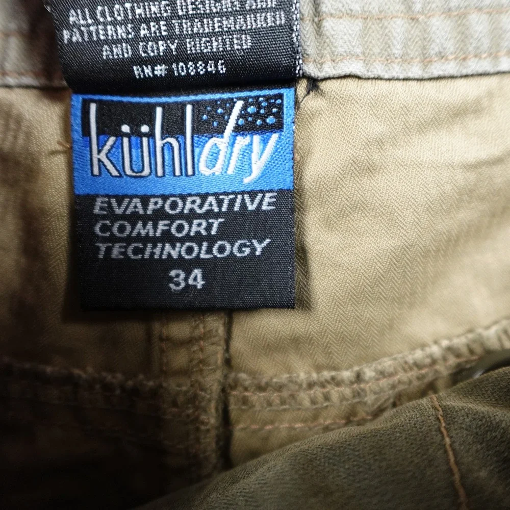 Kuhl Shorts Mens 34 Green KuhlDry Cargo Hiking Outdoor Utility Lightweight Trail